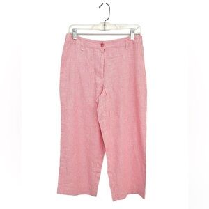 NWT Chelsea Studio Linen/Cotton Pink & White Gingham Cropped Trousers - Size 10P